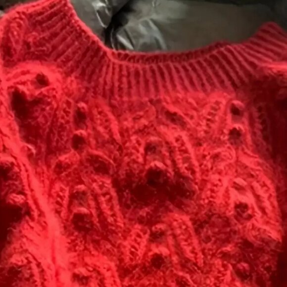 Red Bobbles Knit Pullover Sweater S/M - Picture 4 of 5